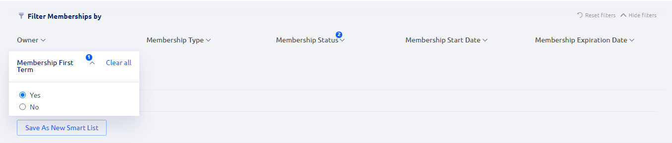 First time member filter