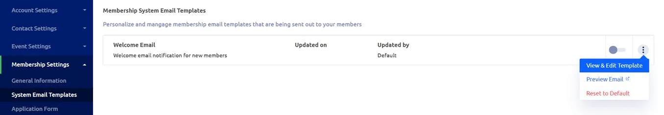 Setting up welcome email